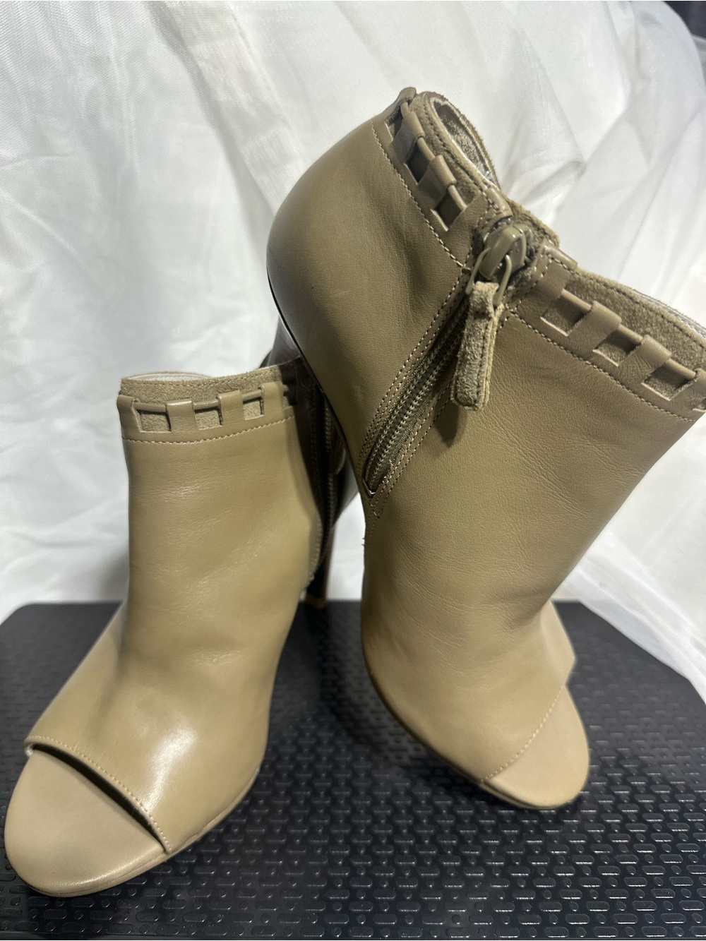 Cole Haan Taupe Leather Cutout Ankle Booties
